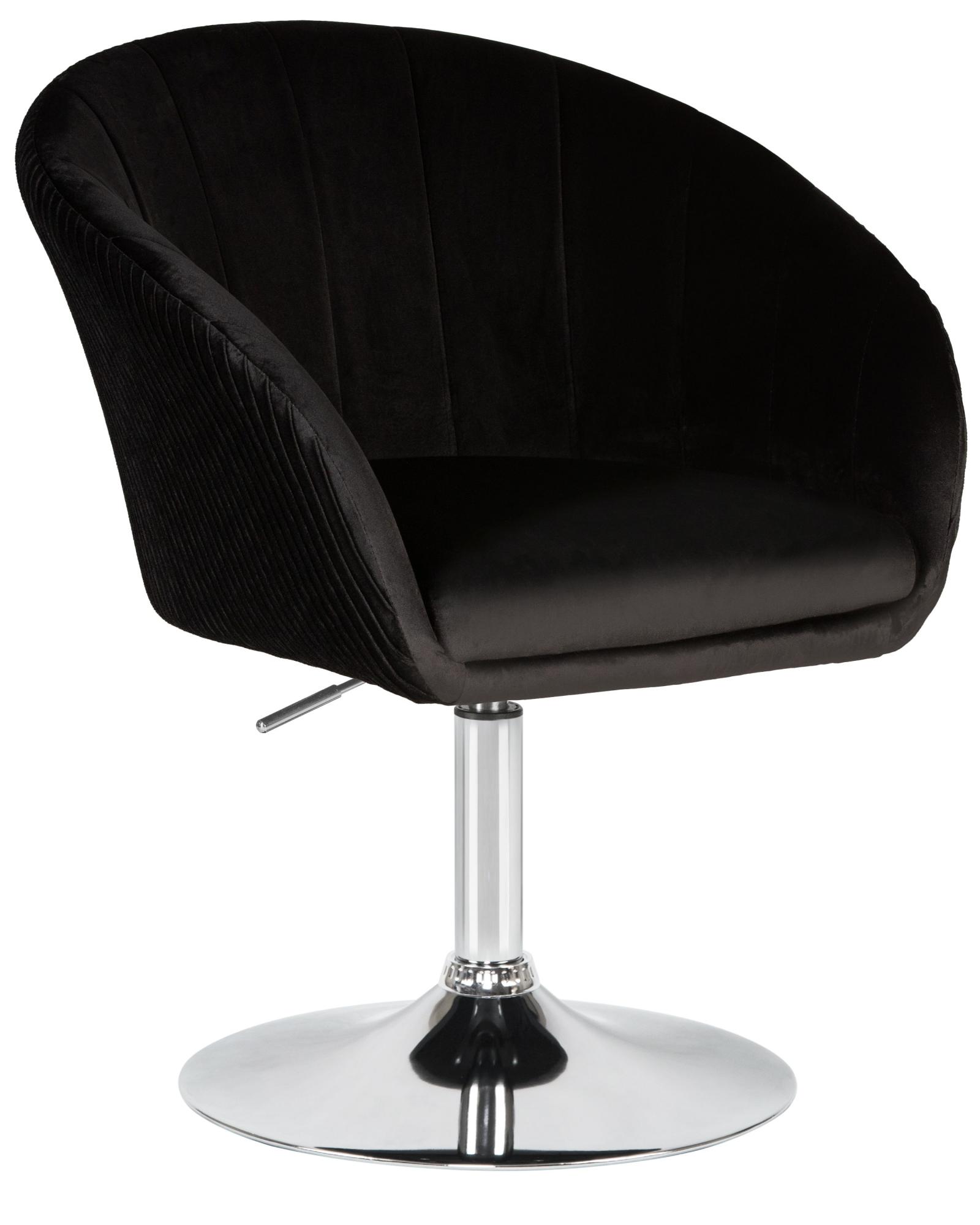 Кресло дизайнерское DOBRIN EDISON LM-8600, черный велюр (1922-21), основание хромированная сталь