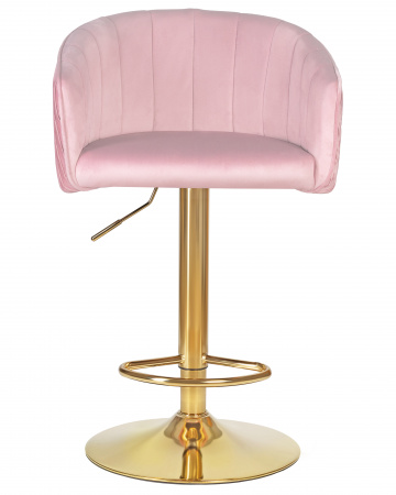 Барный стул на газлифте DOBRIN DARCY GOLD, розовый велюр, цвет основания золотой