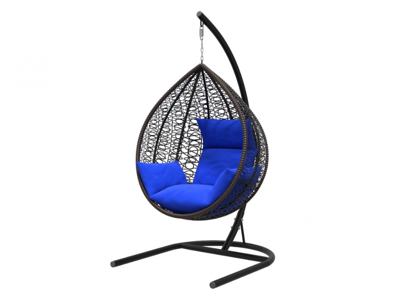 Подвесное кресло Бароло черная рама подушки синие