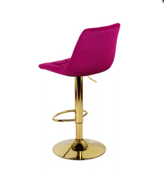 Барный стул на газлифте ДИЖОН бордовый велюр, цвет основания золотой