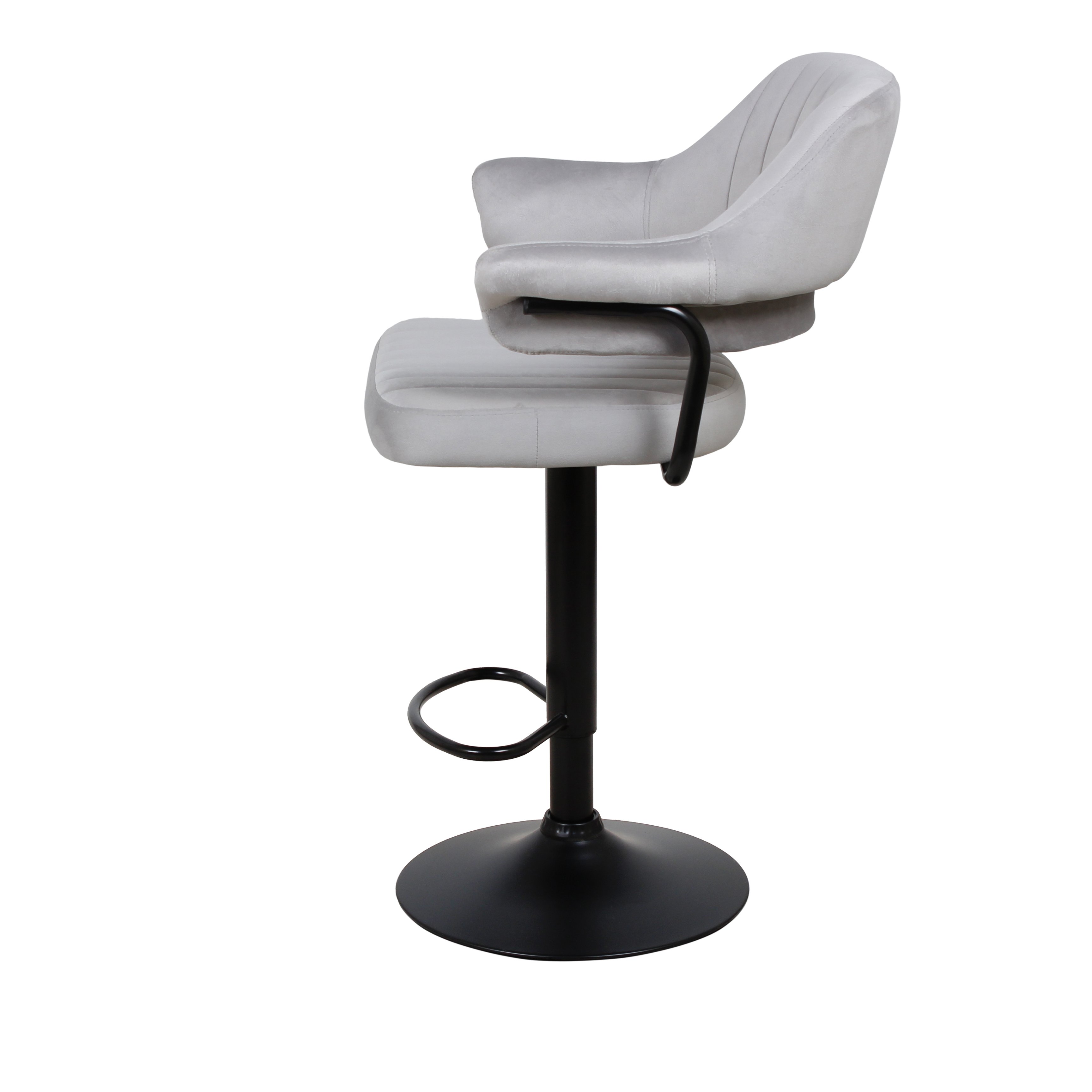 Барный стул на газлифте КАНТРИ WX-2917 светло-серый велюр, черное основание