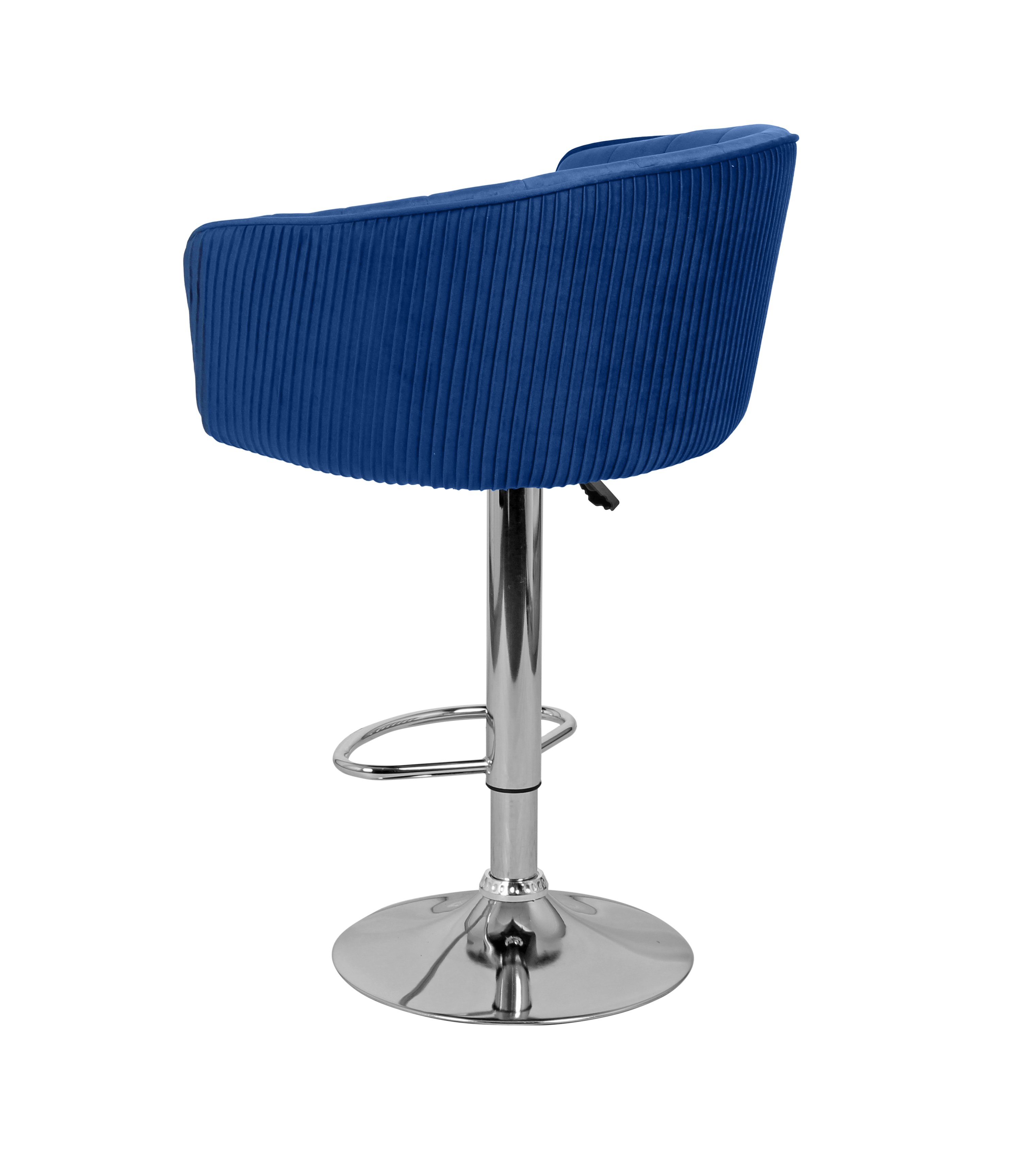 Барный стул на газлифте МАРК WX-2325 синий велюр, основание хромированная сталь