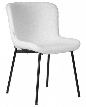 Обеденный стул DOBRIN MILO LML-7404, черные ножки, белый букле (UF992-01)