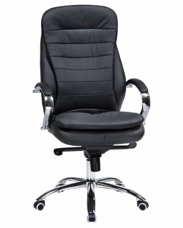 Офисное кресло для руководителей DOBRIN LYNDON LMR-108F, черный, основание хром сталь