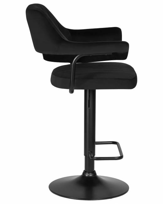 Барный стул на газлифте DOBRIN CHARLY BLACK, черный велюр, цвет основания черный
