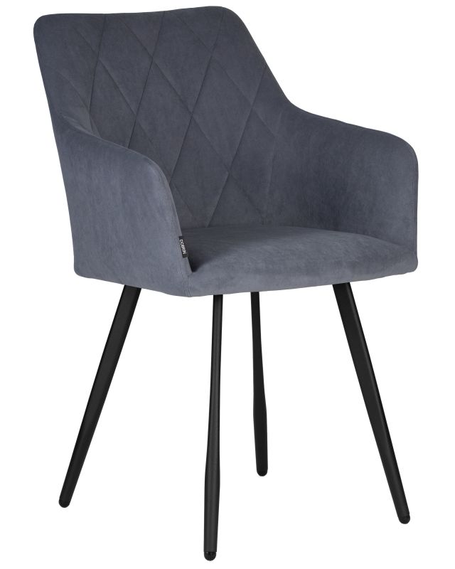 Обеденный стул DOBRIN ROBY, цвет сиденья Catania Steel велюр, цвет основания черный муар