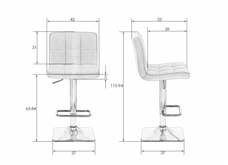 Барный стул DOMINIC LM-5018 велюр серый DOBRIN