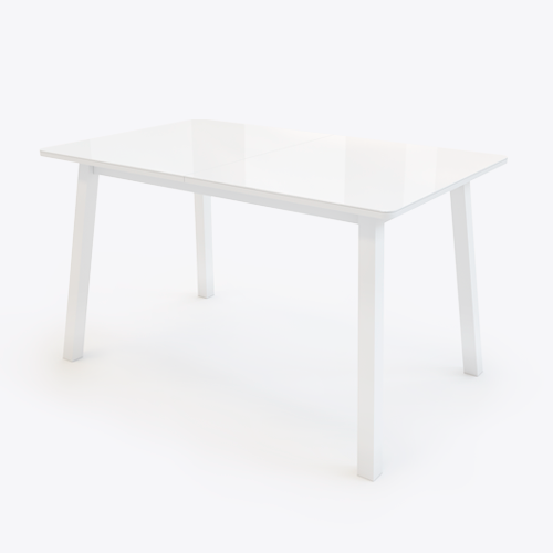 ТИРК стол раздвижной со стеклом 130(175)х80 см, Белый/Белый