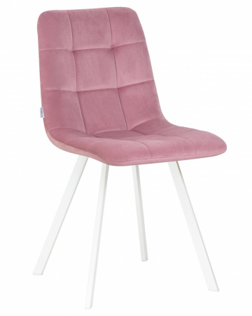 Обеденный стул DOBRIN ALEX SQUARE, белые ножки, розовый велюр (V108-15)