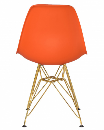 Обеденный стул DOBRIN DSR, ножки золотые, цвет оранжевый пластик (0-02)  