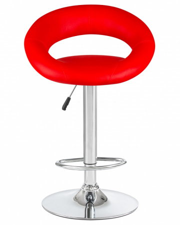 Барный стул на газлифте DOBRIN MIRA, красный экокожа, основание хром