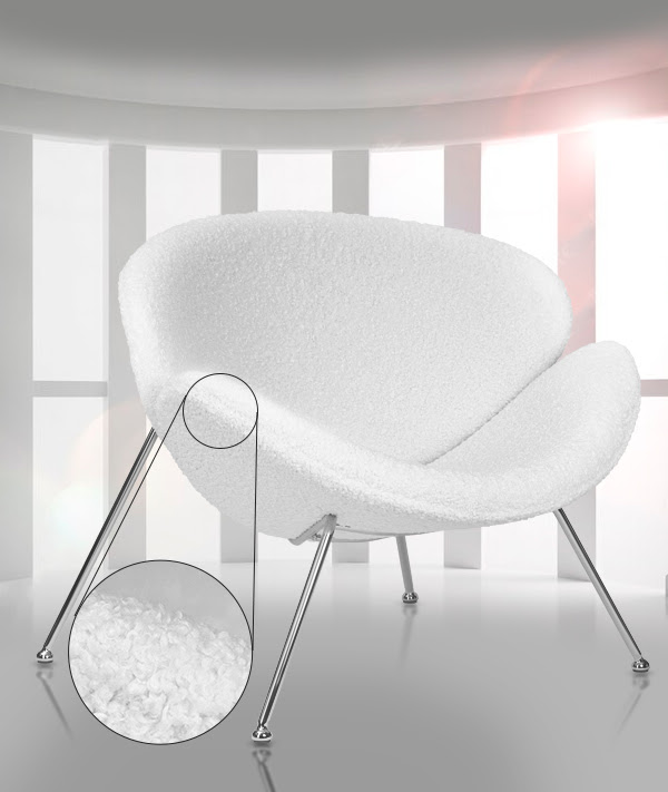 Новый текстиль дизайнерское кресло DOBRIN EMILY белый букле