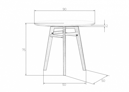 Стол для кухни DOBRIN ALBERT`90 LMZL-TD59, белая столешница, основание светлый бук