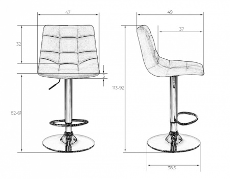 Барный стул на газлифте DOBRIN TAILOR LM-5017 серый велюр, цвет основания хром 