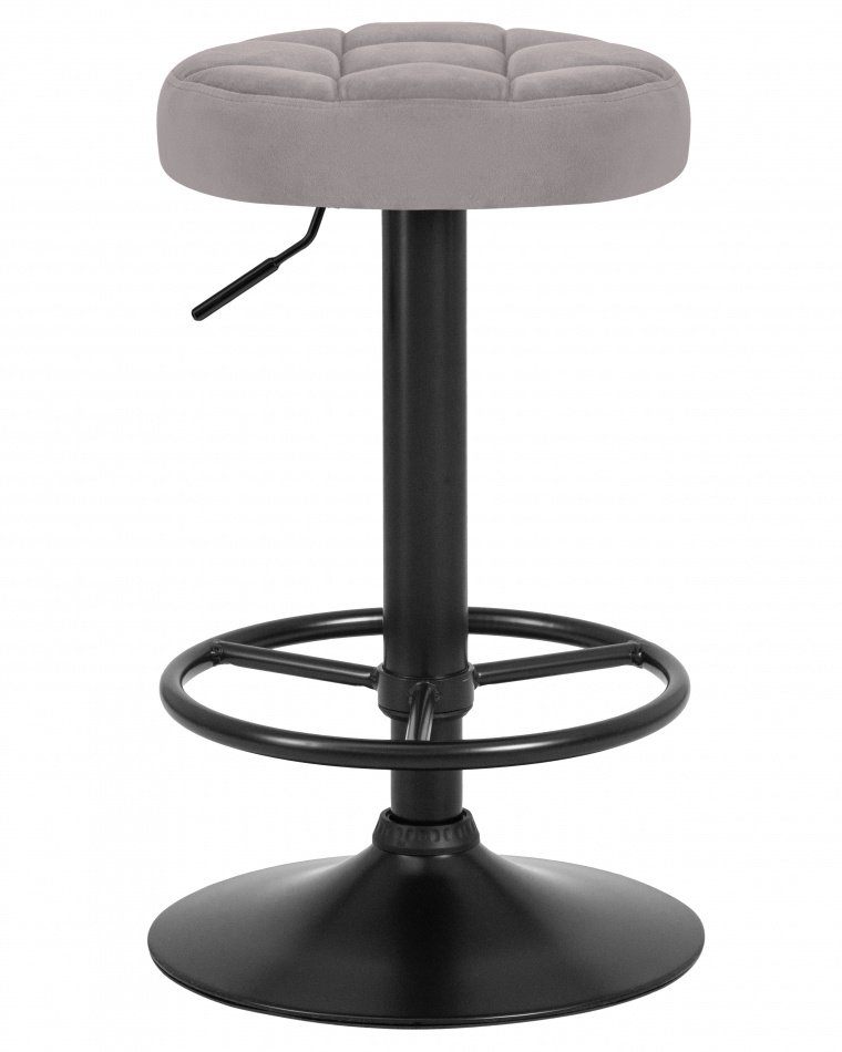 Барный стул на газлифте WX-2009 Спутник серый велюр, цвет основания черный