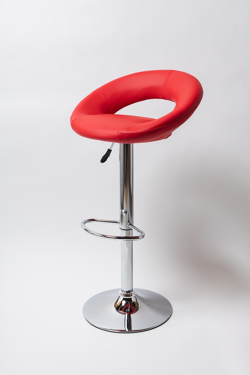 Барный стул на газлифте ВN 1009-1 красный экокожа, основание хром 