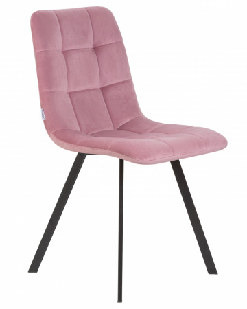 Обеденный стул DOBRIN ALEX SQUARE, черные матовые ножки, розовый велюр (V108-15)