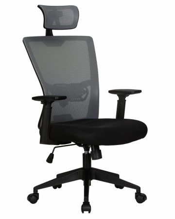 Офисное кресло для персонала DOBRIN NIXON LMR-121B, чёрный, серая сетка, основание пластик