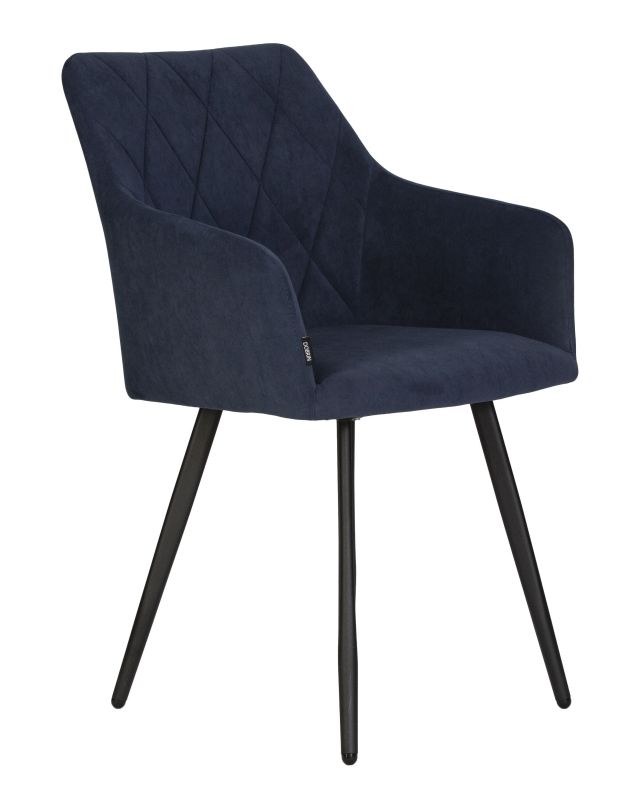 Обеденный стул DOBRIN ROBY, цвет сиденья Catania Dark Blue велюр, цвет основания черный муар