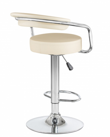 Барный стул на газлифте DOBRIN MARTA кремовый, экокожа, цвет основания хром 