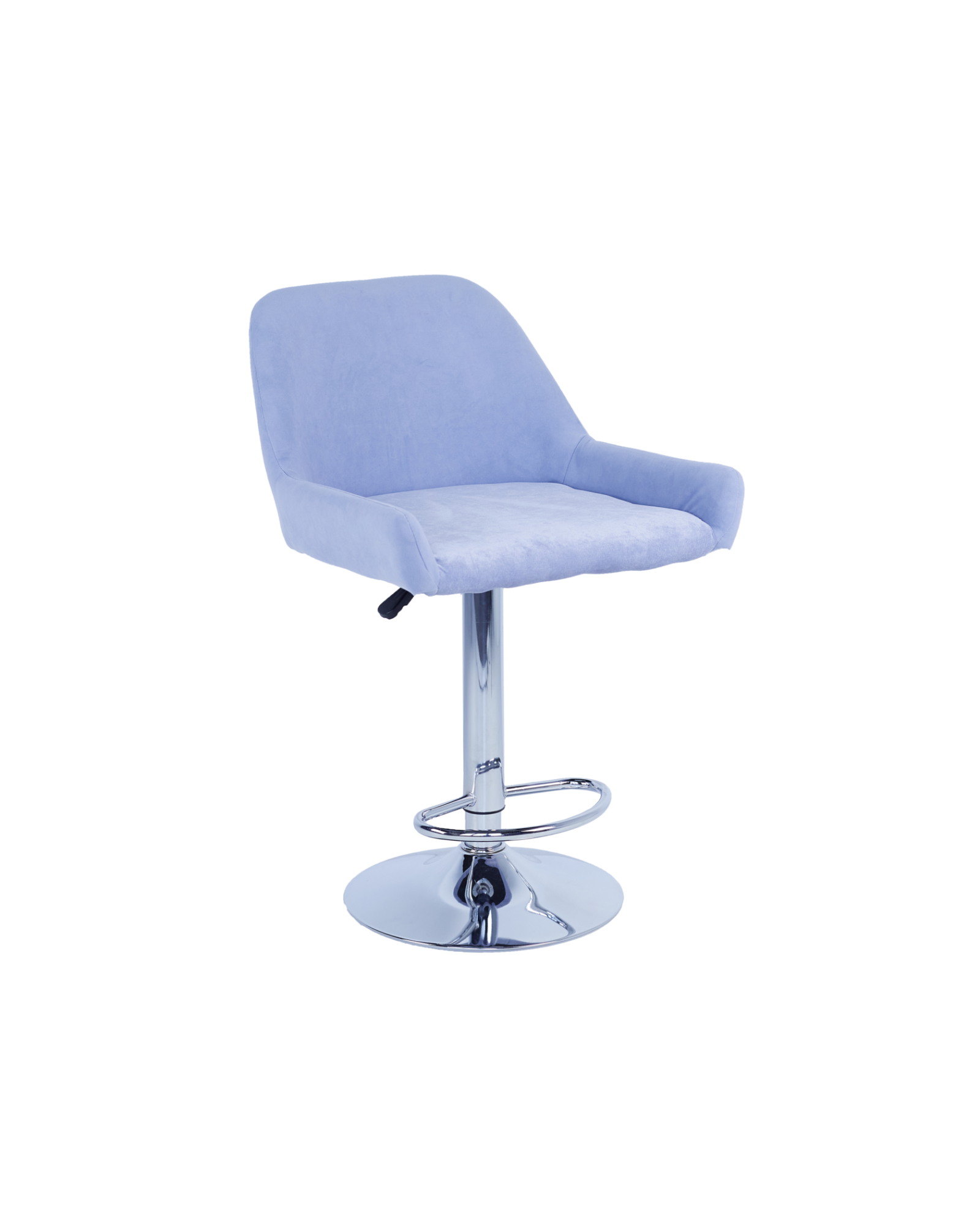 Барный стул на газлифте РИМИНИ, голубой велюр, цвет основания хром