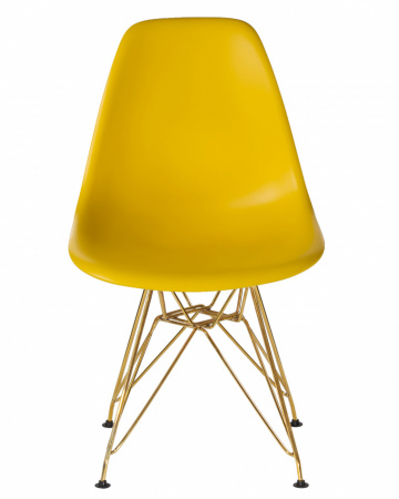 Обеденный стул DOBRIN DSR, ножки золотые, цвет желтый пластик (Y-01)  