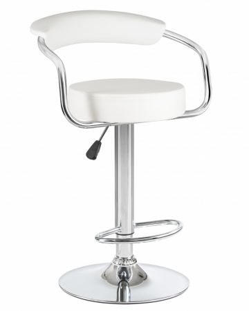 Барный стул на газлифте DOBRIN MARTA белый экокожа, цвет основания хром