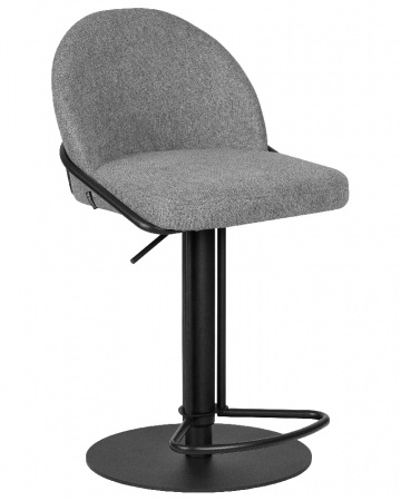 Барный стул на газлифте DOBRIN OLIVER, серая ткань, черное основание