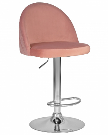 Барный стул на газлифте DOBRIN MILANA LM-3036, пудрово-розовый велюр, основание хром сталь