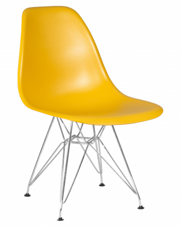 Обеденный стул DOBRIN DSR, ножки хром, цвет горчичный пластик (Y-03)  