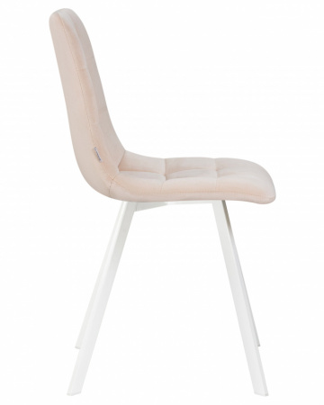 Обеденный стул DOBRIN ALEX SQUARE, белые ножки, кремовый велюр (V108-113)