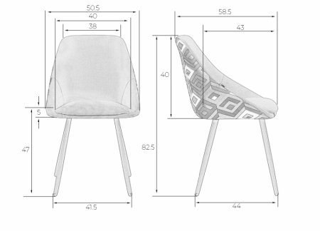 Обеденный стул DOBRIN MARKUS, ЭМАЛЬ ЧЕРНЫЙ МУАР, ткань Candy Graphite+Escada Ochre3)