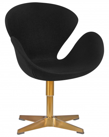 Кресло дизайнерское DOBRIN SWAN LMO-69A, черная ткань AF9, золотое основание