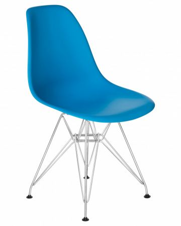 Обеденный стул DOBRIN DSR, ножки хром, цвет голубой пластик (BE-02)  
