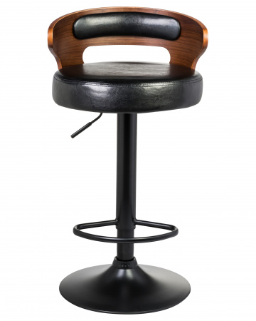 Барный стул на газлифте DOBRIN FRED BLACK LMZ-1018, коричневое дерево, чёрное основание