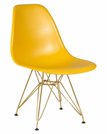 Обеденный стул DOBRIN DSR, ножки золотые, цвет горчичный пластик (Y-03)  