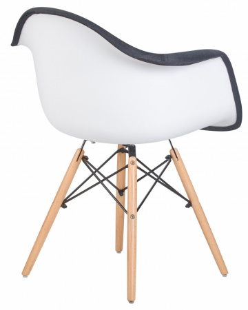 Обеденный стул DOBRIN DAW ROSS, ножки светлый бук, сиденье 012 белый пластик, чёрная ткань