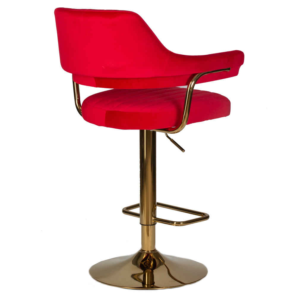 Барный стул CHARLY GOLD LM-5019_Gold красный велюр DOBRIN