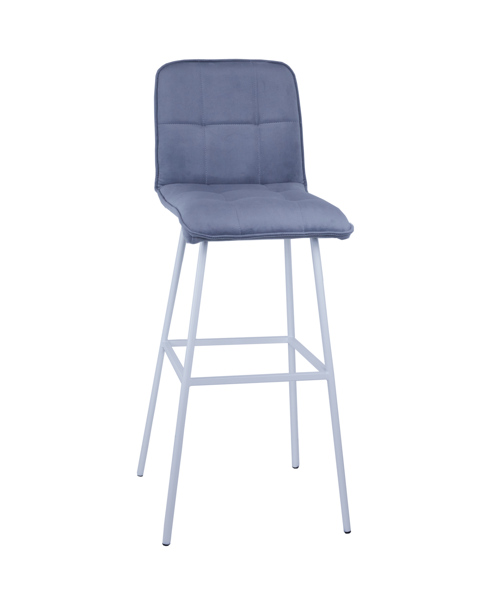 Барный стул ПРЕМЬЕР на металлическом основании, голубой велюр