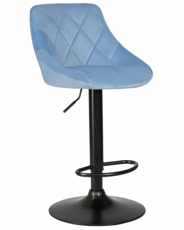 Барный стул на газлифте DOBRIN LOGAN BLACK LM-5007_BlackBase, пудрово-голубой велюр (MJ9-74), черное основание