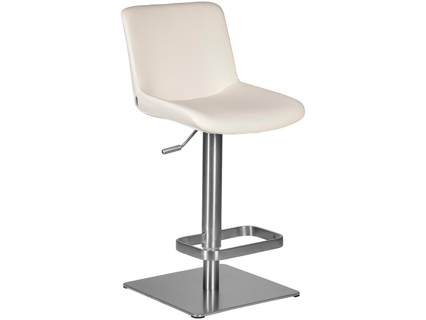 Барный стул на газлифте DOBRIN ALDO LMO-A94D, белый PU P23, основание из нержавеющей стали