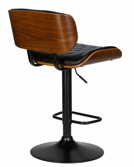 Барный стул на газлифте DOBRIN MORGAN LMZ-6929_BlackBase коричневое дерево, черный глянец PU ABD 002