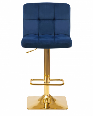Барный стул на газлифте DOBRIN GOLDIE LM-5016 велюр синий, цвет основания золотой