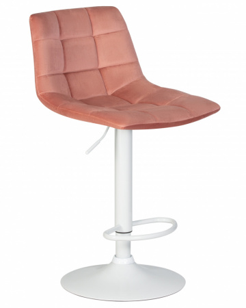 Барный стул на газлифте DOBRIN TAILOR WHITE LM-5017, пудрово-розовый велюр, белое основание