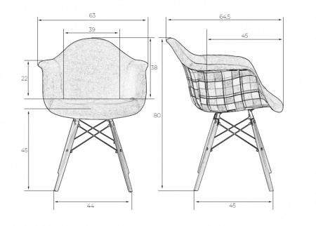 Обеденный стул DOBRIN DAW RACHEL, ножки светлый бук, сиденье 002 Puzzle
