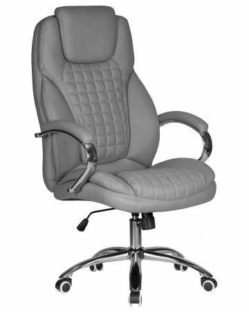 Офисное кресло для руководителей DOBRIN CHESTER LMR-114B серый, основание хром сталь