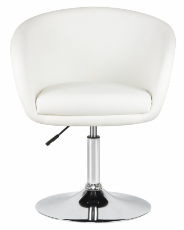 Кресло дизайнерское DOBRIN EDISON LM-8600, белый PU, основание хромированная сталь