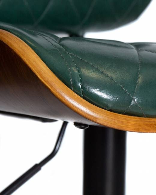 Барный стул на газлифте DOBRIN MORGAN LMZ-6929_BlackBase коричневое дерево, зеленый глянец PU 1890-14