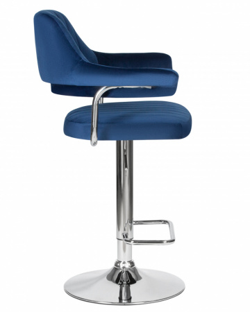 Барный стул на газлифте DOBRIN CHARLY LM-5019, синий велюр (MJ9-117), цвет основания хром