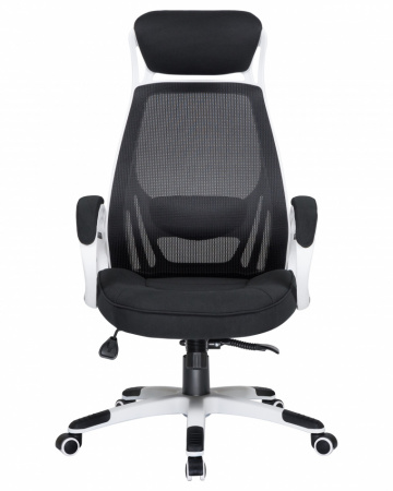 Офисное кресло для руководителей DOBRIN STEVEN WHITE LMR-109BL (белый пластик, чёрная ткань)